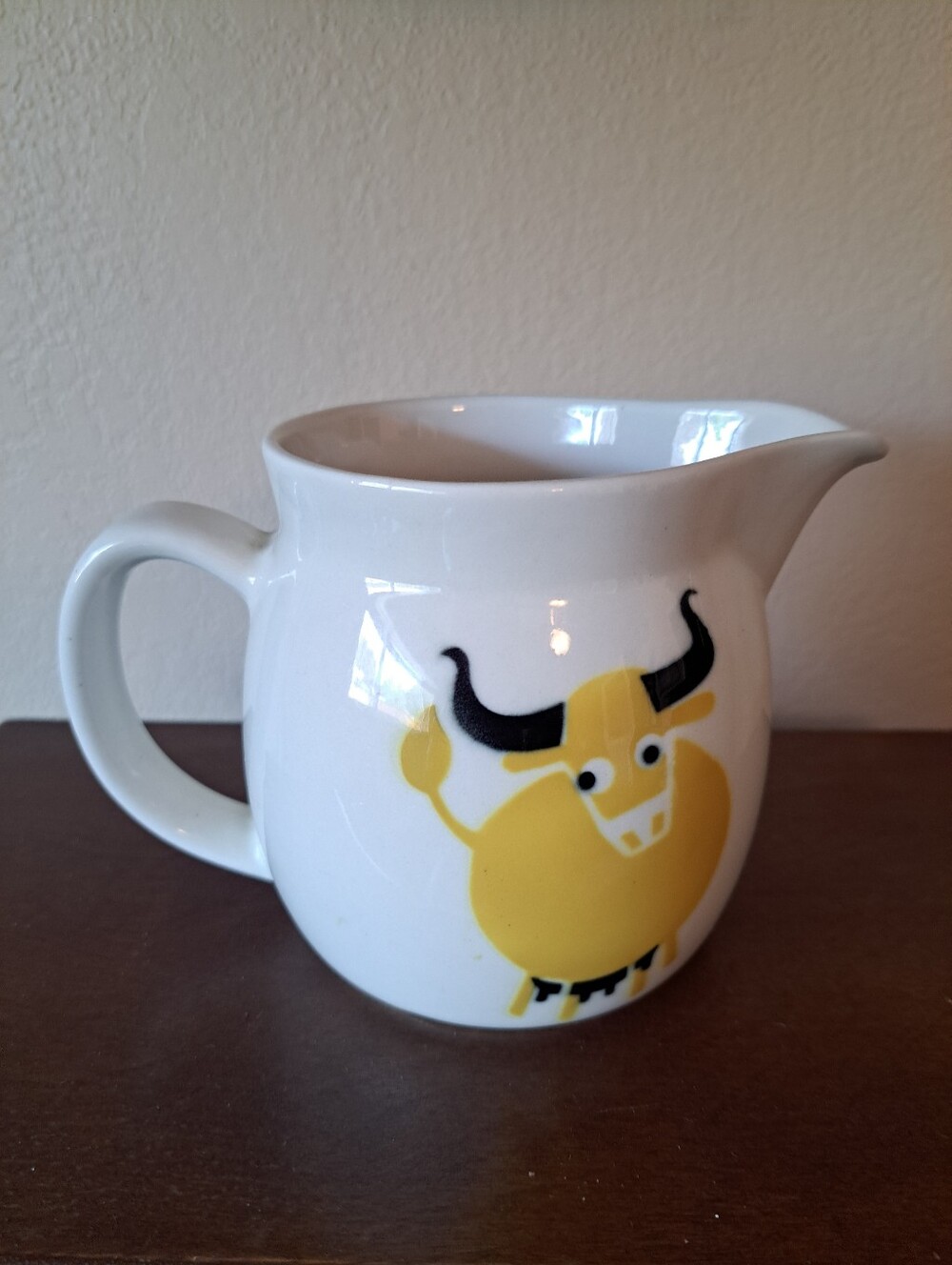 Vtg MCM Arabia Finland Heluna Cow Pitcher Yellow